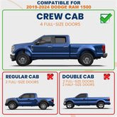 6" Black Running Boards Side Steps Two-Stair Design For 2019-2024 Ram 1500 Crew Cab 4 Full Size Doors